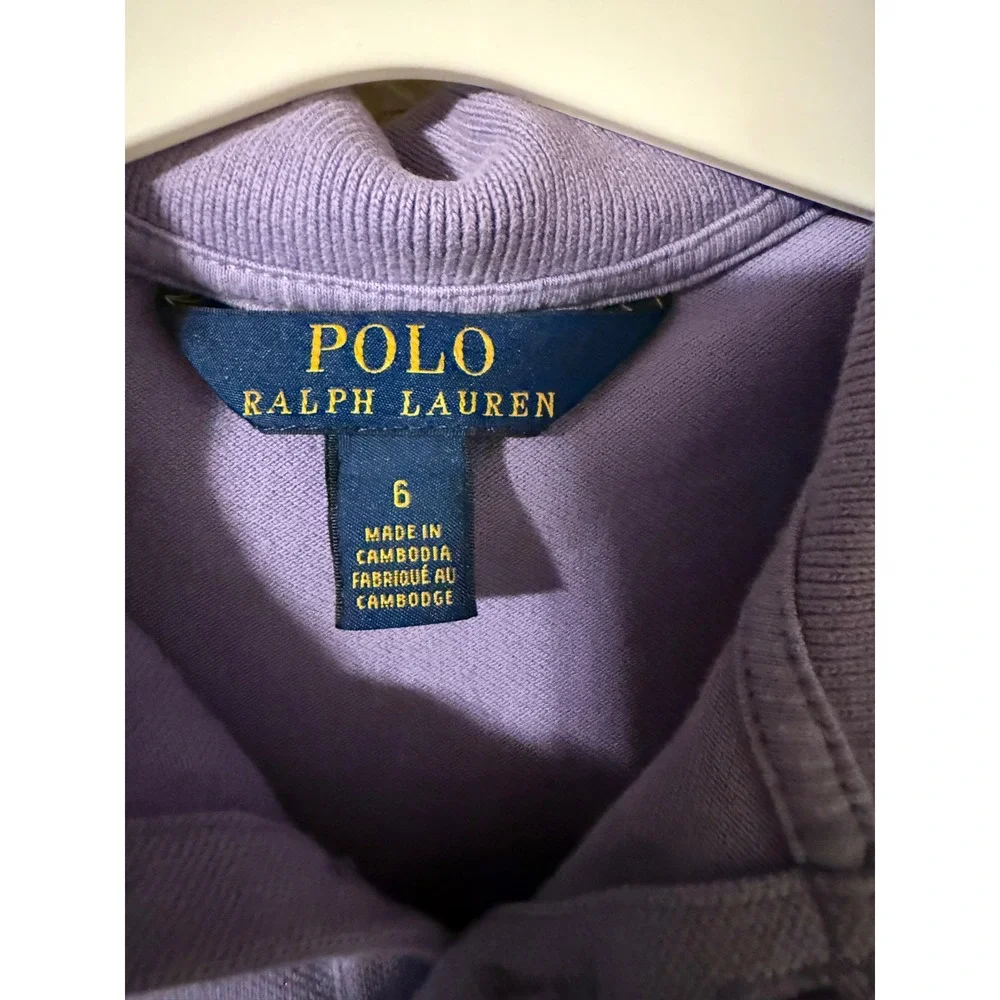 Polo Ralph Lauren Girls Lavender Purple Pique Knit Ruffle Polo Dress Size 6
